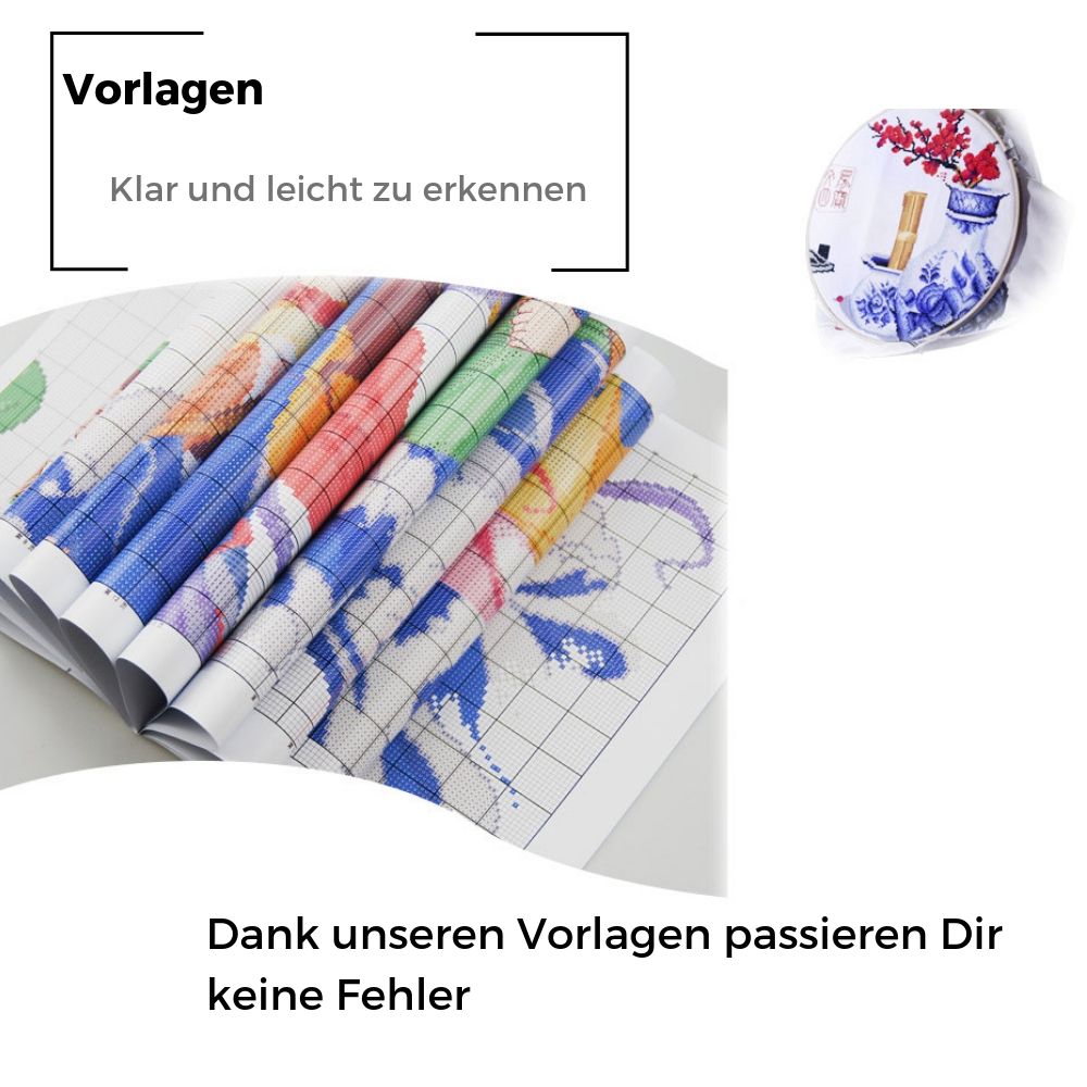 Kreuzstich - Schneemann mit Reh & Fuchs | 20x30 cm - Diy - Fadenkunst