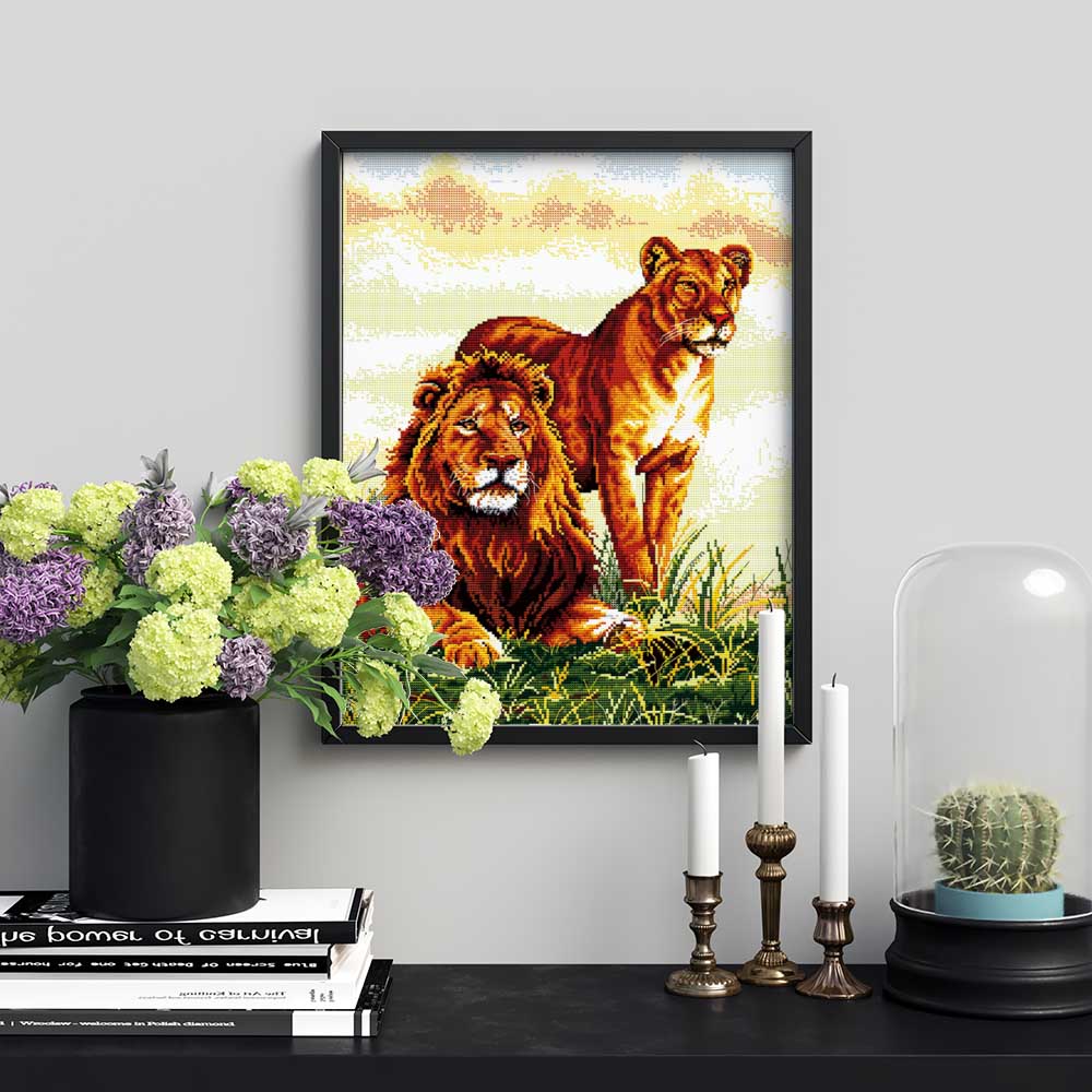 Kreuzstich - Löwe & Tiger | 40x50 cm - Diy - Fadenkunst