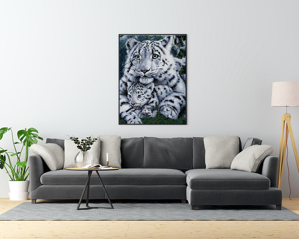 Kreuzstich - Tigermutter mit Kind | 35x45 cm - Diy - Fadenkunst