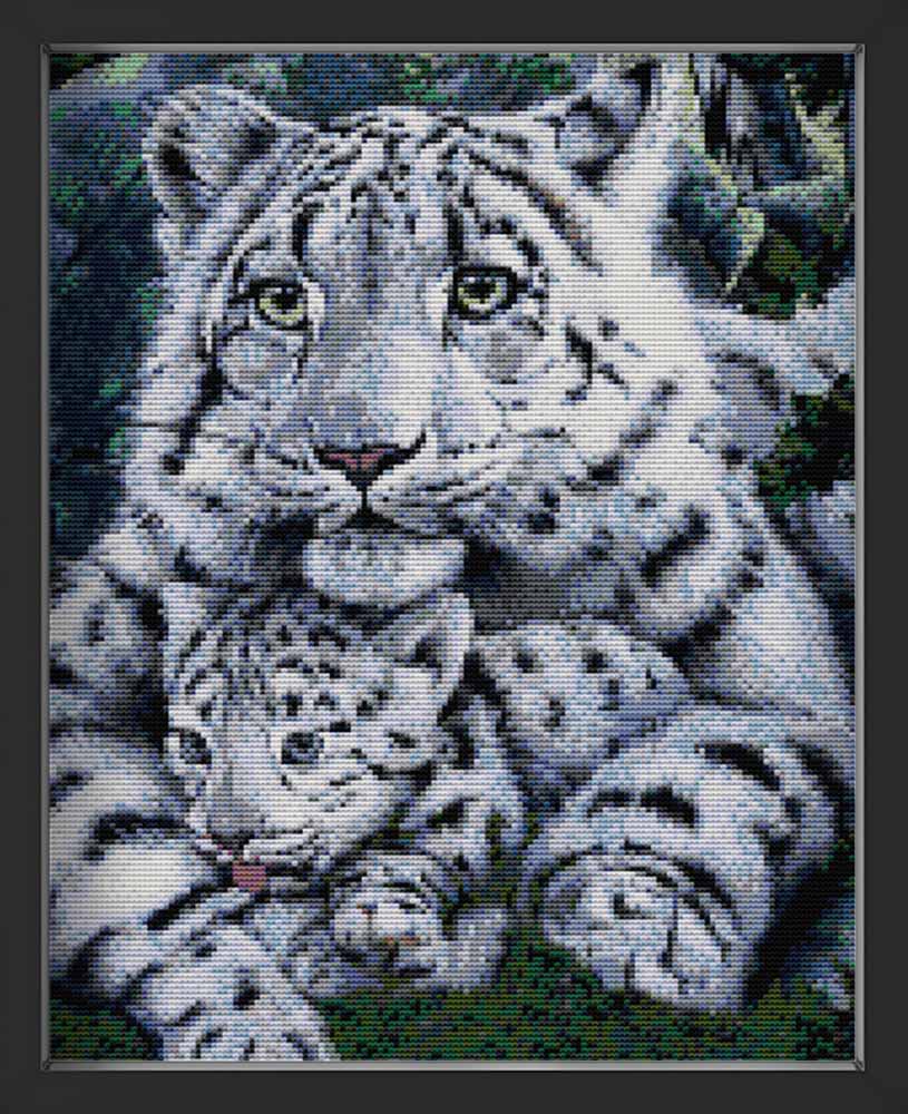 Kreuzstich - Tigermutter mit Kind | 35x45 cm - Diy - Fadenkunst