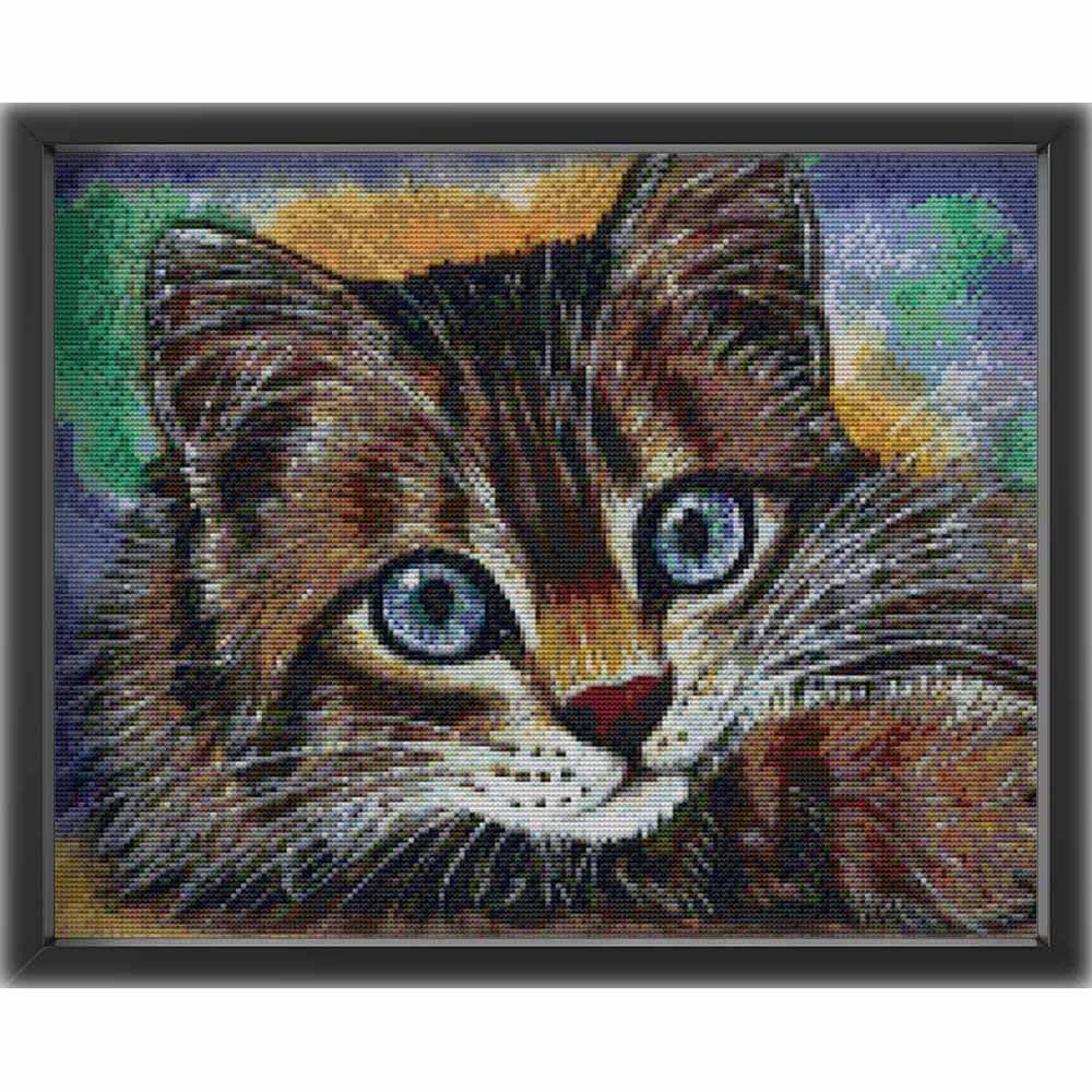 Kreuzstich - Kuschelige Katze | 50x35 cm - Diy - Fadenkunst