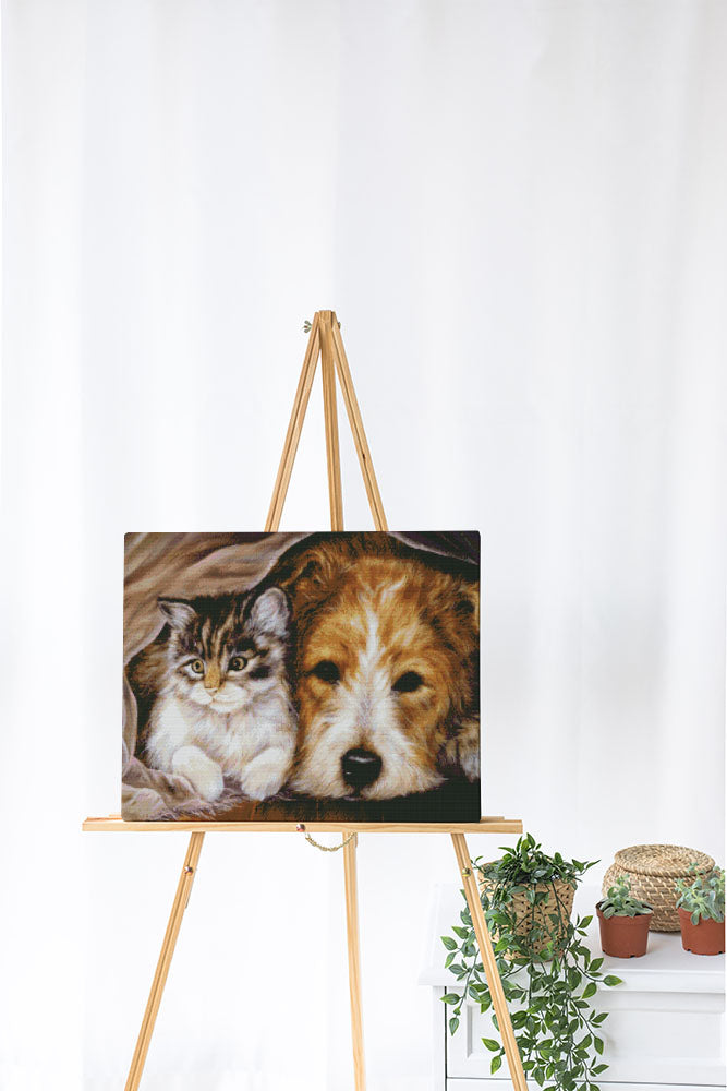 Kreuzstich - Katze & Hund | 65x50 cm - Diy - Fadenkunst