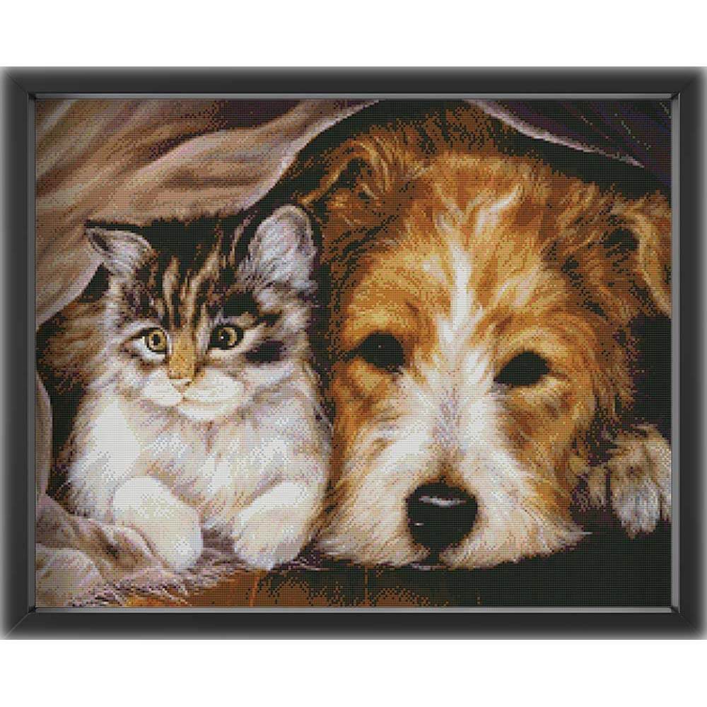 Kreuzstich - Katze & Hund | 65x50 cm - Diy - Fadenkunst