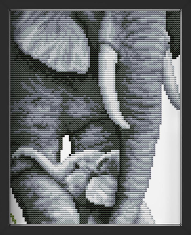 Kreuzstich - Elefantenliebe | 20x45 cm - Diy - Fadenkunst