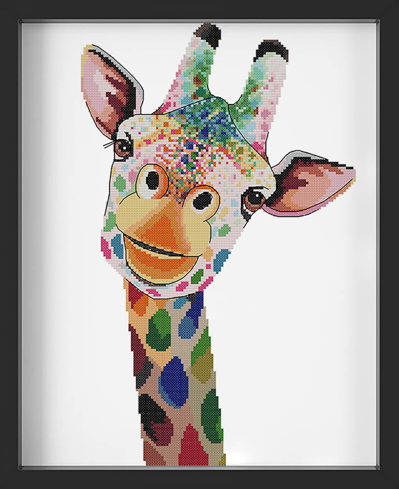 Kreuzstich - Lustige Giraffe | 30x40 cm - Diy - Fadenkunst