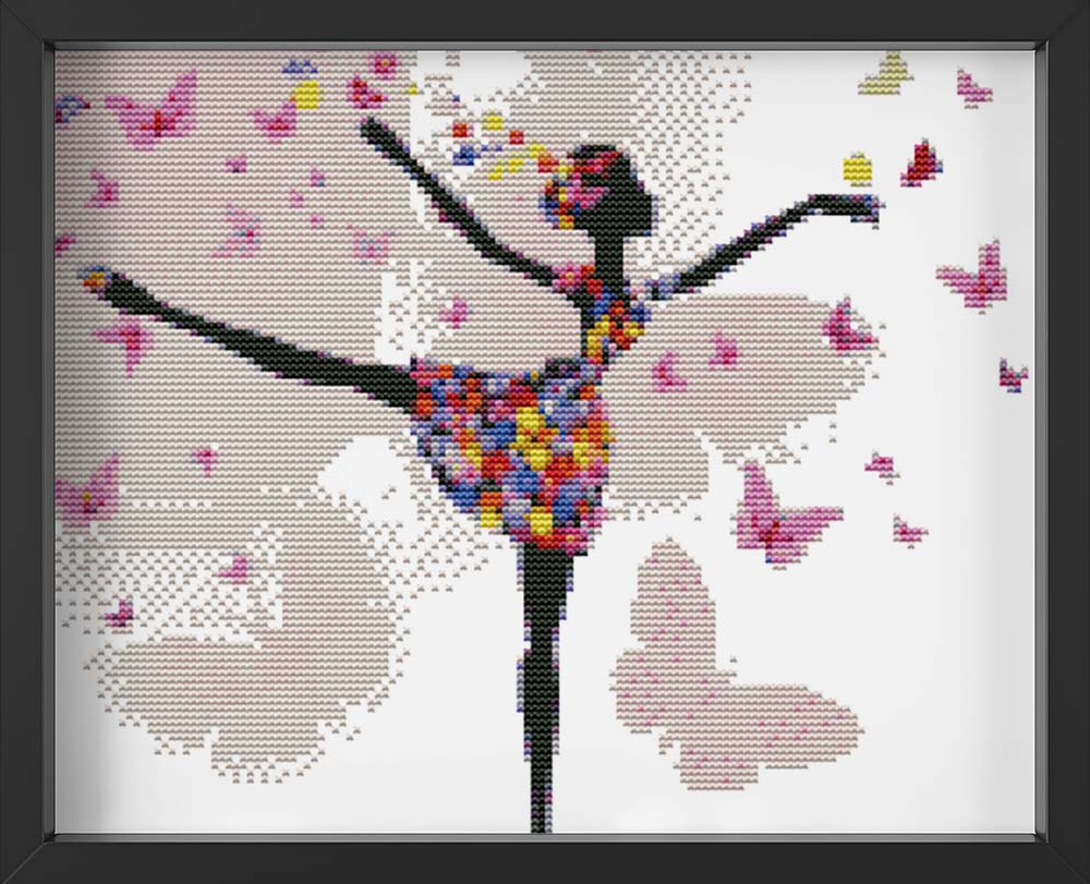 Kreuzstich - Abstrakte Frau am tanzen | 30x30 - Diy - Fadenkunst