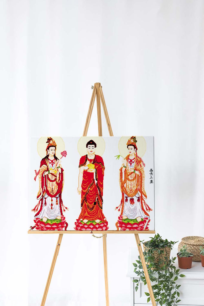 Kreuzstich - Drei Chinesische Figuren | 80x60 - Diy - Fadenkunst