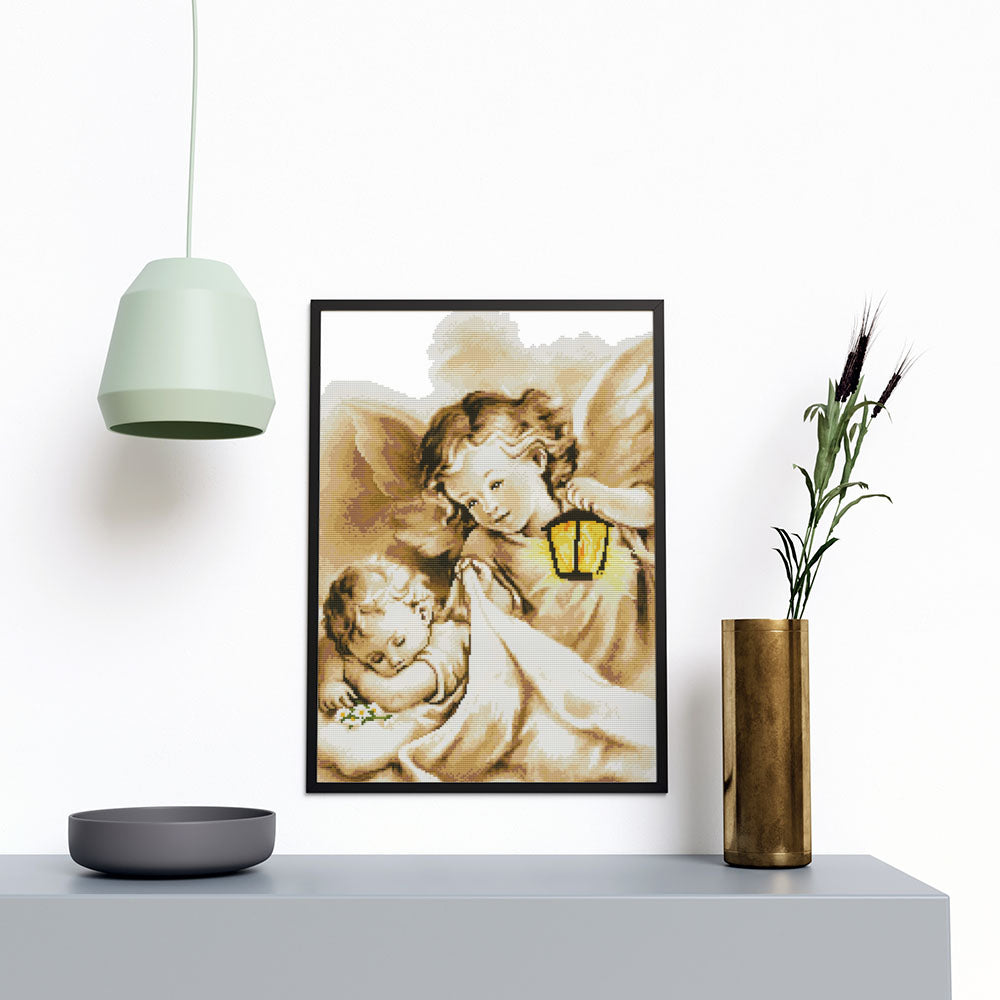 Kreuzstich - zwei kleine Engel | 40x50 cm - Diy - Fadenkunst