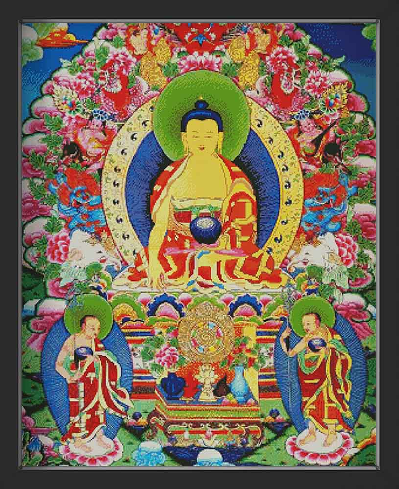 Kreuzstich - Buddha bunt | 60x80 cm - Diy - Fadenkunst