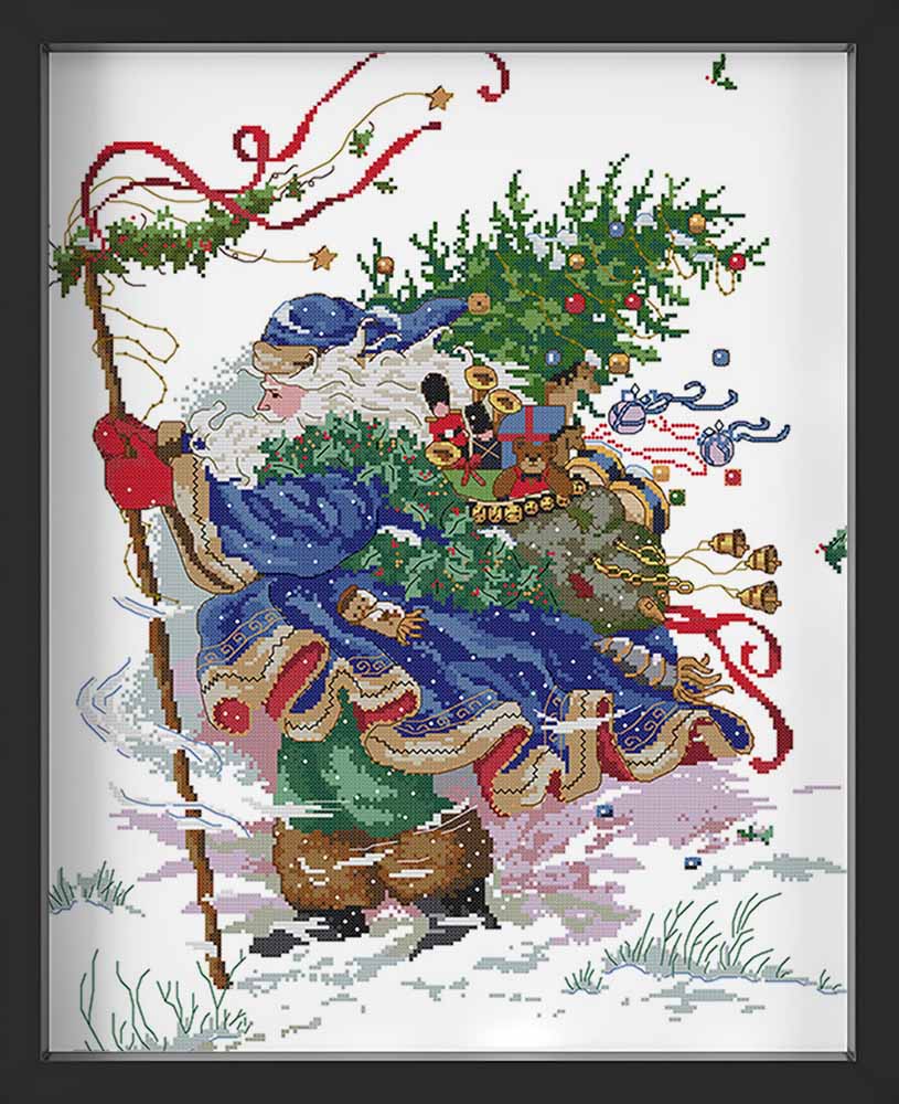 Kreuzstich - Christkind mit Geschenken | 50x60 cm - Diy - Fadenkunst