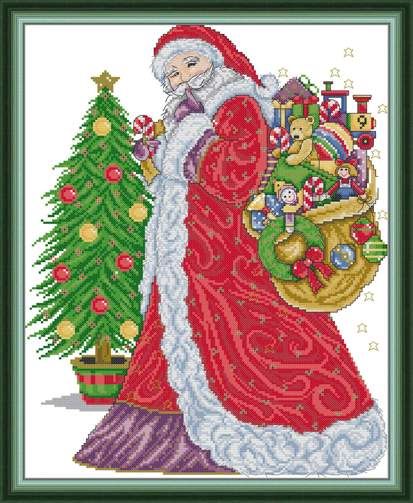 Kreuzstich | Weihnachtsmann mit Geschenken - 16 x 20 cm