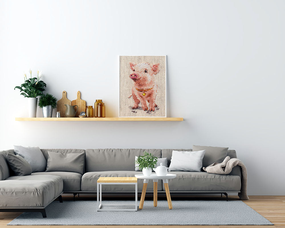 Kreuzstich - Schweinchen | 10x10 cm - Diy - Fadenkunst