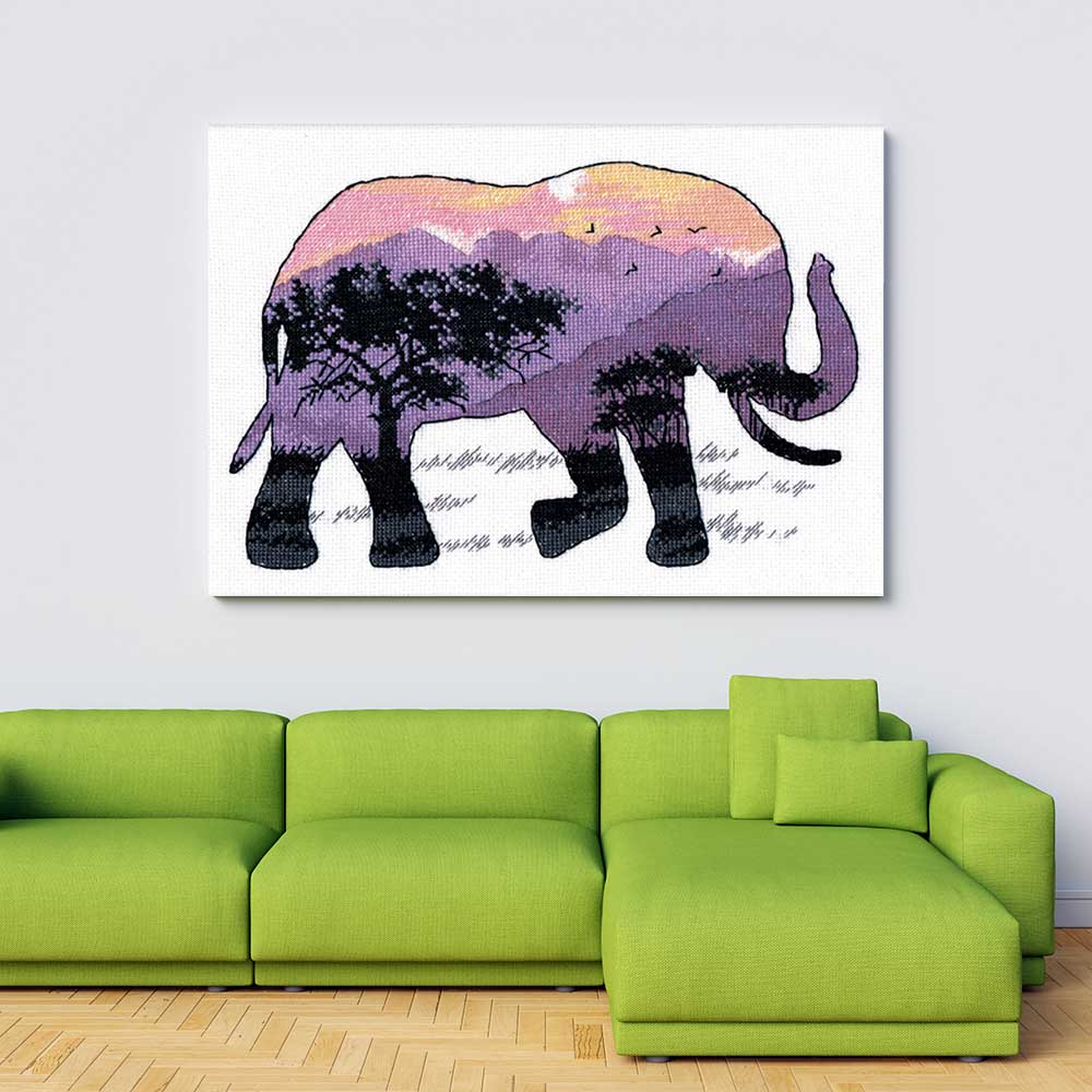 Kreuzstich - Tierwelt - Elefant | 25x20 cm - Diy - Fadenkunst