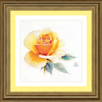 Kreuzstich - Aquarel Rosen - Elegantes Gelb | 26x24 cm