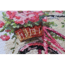 Kreuzstich | Blumen Fahrrad -  23x23 cm