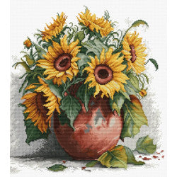 Kreuzstich | Sonnenblumen in Tonvase 28x30 cm