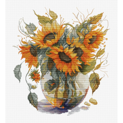 Kreuzstich | Vase mit Sonnenblumen 24x27 cm