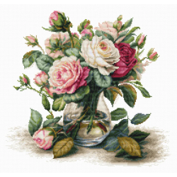 Kreuzstich | Vase mit Rosen 31x30 cm