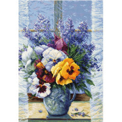 Kreuzstich | Bouquet mit Stiefmütterchen 25x36 cm