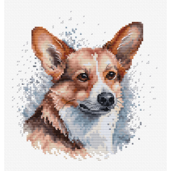 Kreuzstich inkl. Holzrahmen | Welsh Corgi 14x15 cm