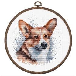 Kreuzstich inkl. Holzrahmen | Welsh Corgi 14x15 cm