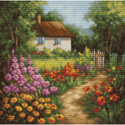 Kreuzstich | Landhaus mit Garten 30x30 cm