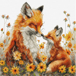Kreuzstich | Fuchs mit Kind -  22x22 cm