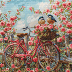 Kreuzstich | Fahrrad mit Rosen -  29x29 cm