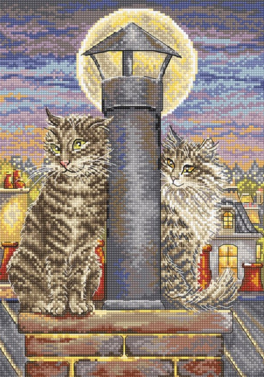 Kreuzstich -  | Katzen Romantik  26x18 cm