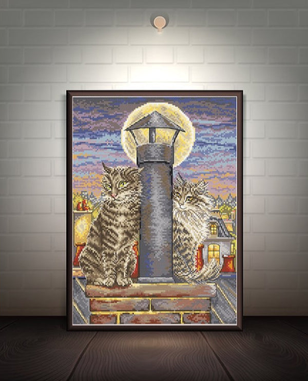 Kreuzstich -  | Katzen Romantik  26x18 cm