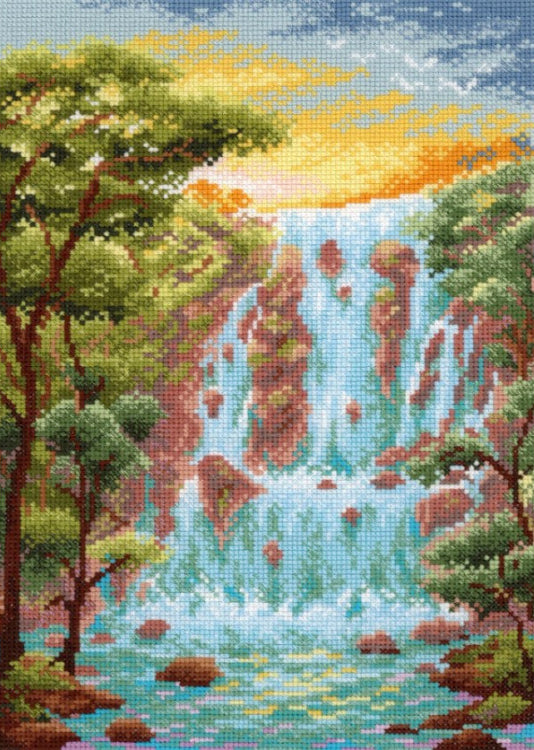 Kreuzstich -  | Wasserfall  26x17 cm