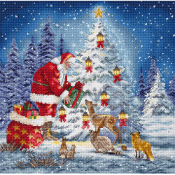 Kreuzstich | Weihnachtsbaum im Schnee -  29x29 cm