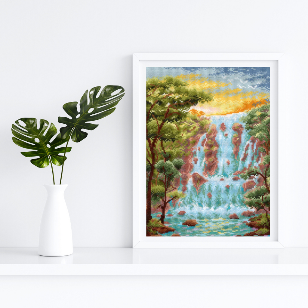 Kreuzstich -  | Wasserfall  26x17 cm