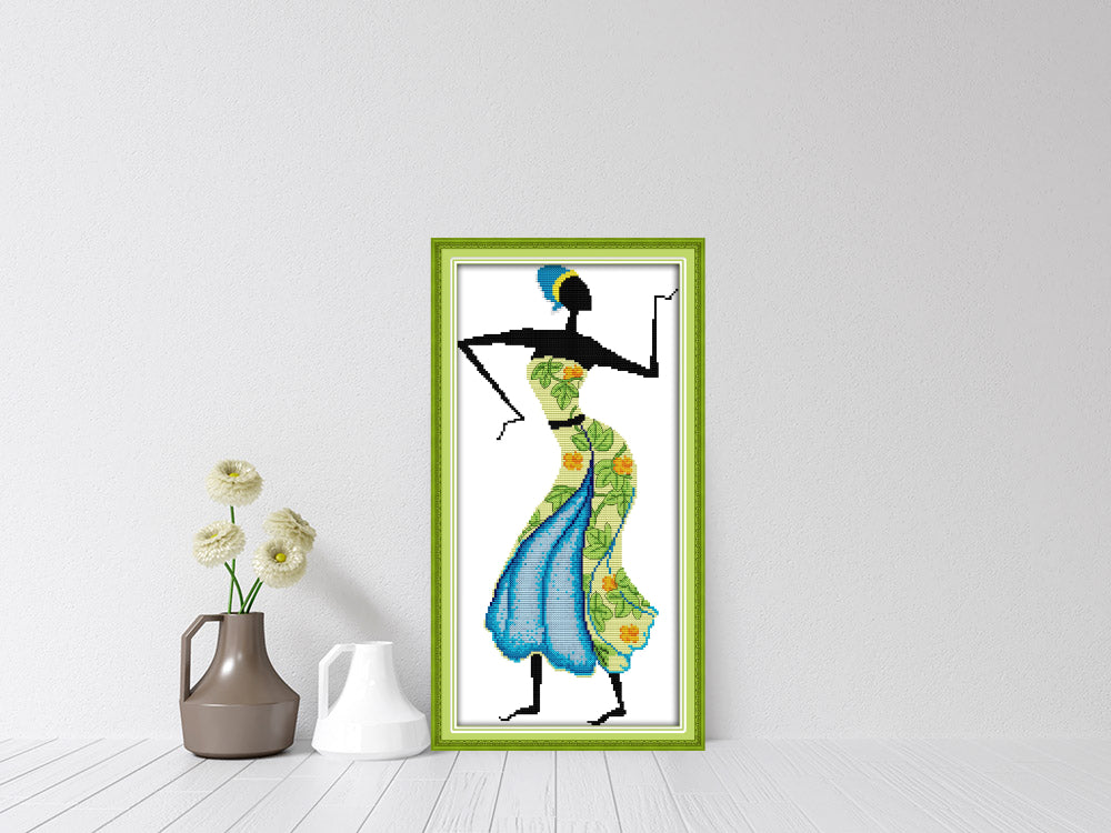 Kreuzstich | Afrikanerin beim Tanz 2 - 10x22cm