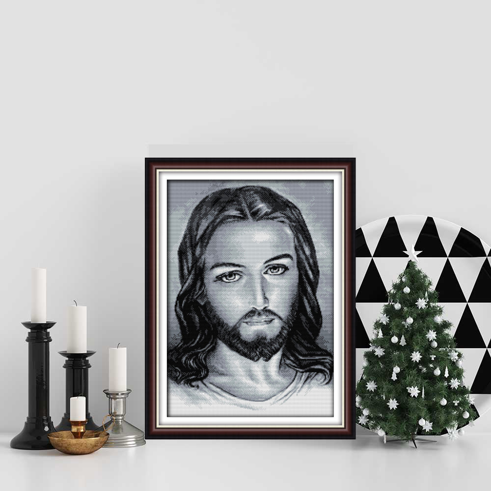 Kreuzstich | Jesus - schwarz/weiß  18x25cm