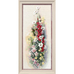 Kreuzstich - Blumengesteck | 63x28 cm