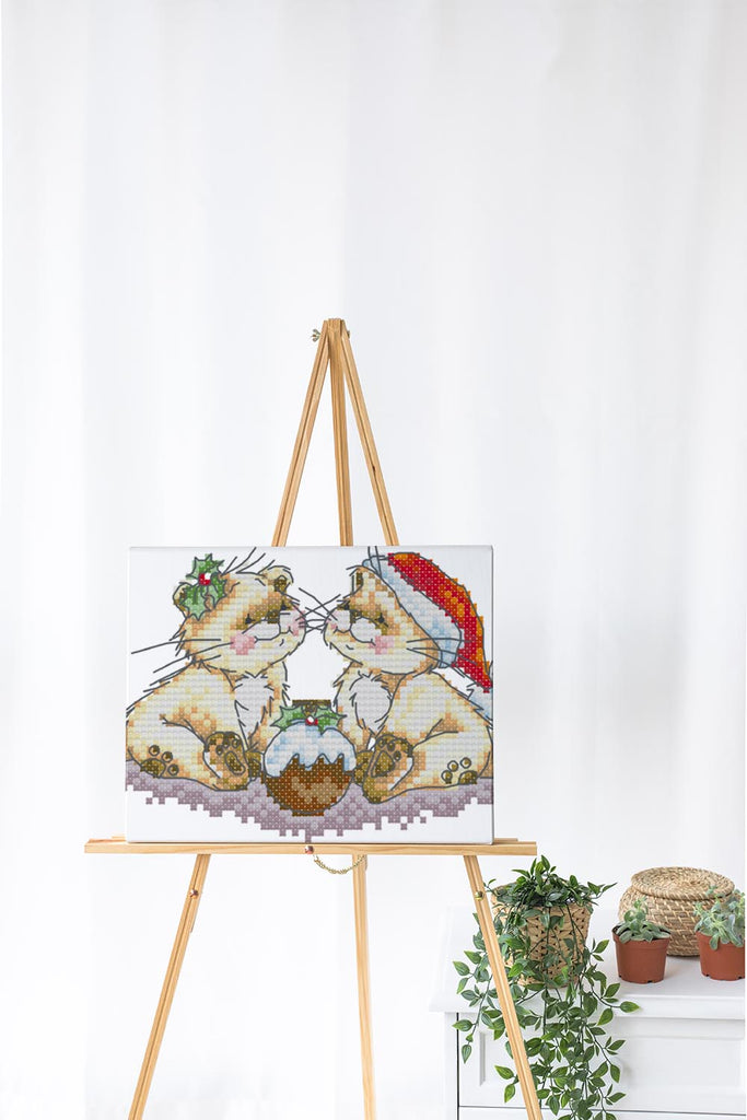 Kreuzstich - Süße Weihnachtskatzen | 20x15 cm - Diy - Fadenkunst