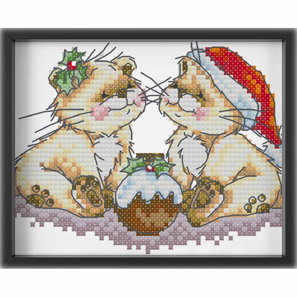 Kreuzstich - Süße Weihnachtskatzen | 20x15 cm - Diy - Fadenkunst