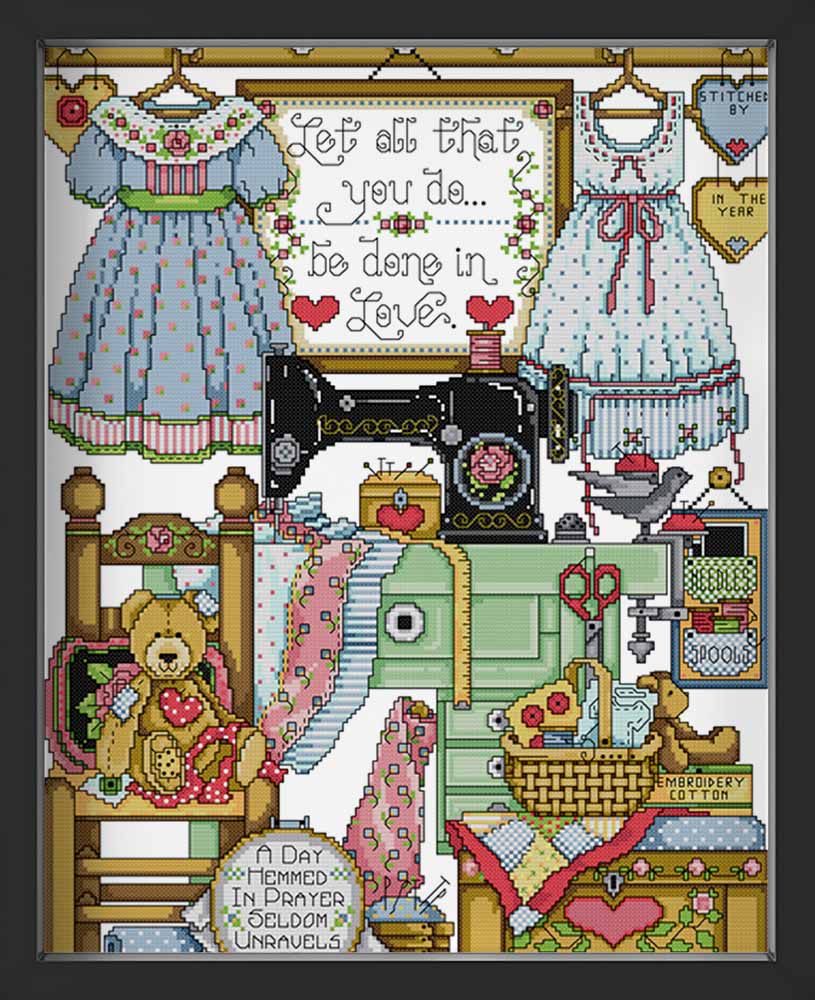 Kreuzstich -  Teddy Kleiderkammer | 40x50 cm - Diy - Fadenkunst