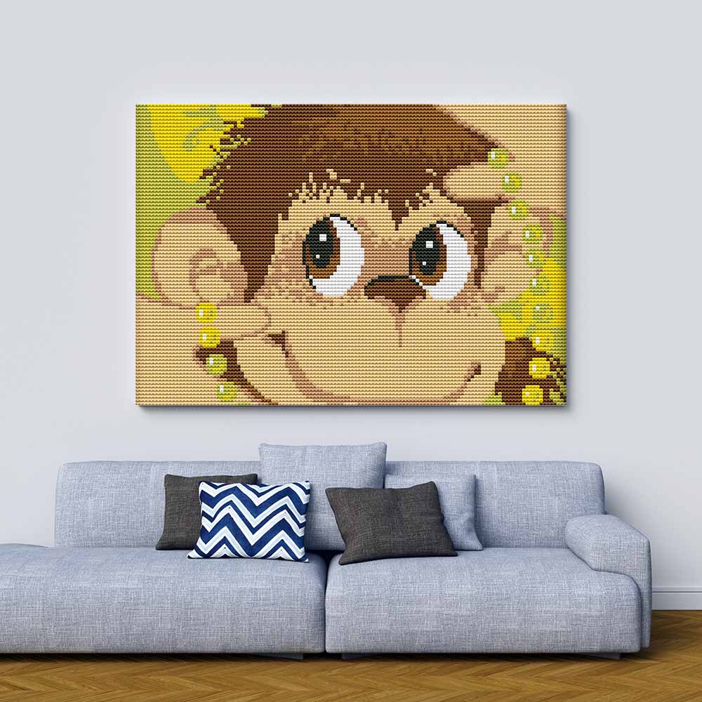 Kreuzstich -  süßer Affe | 30x30 cm - Diy - Fadenkunst