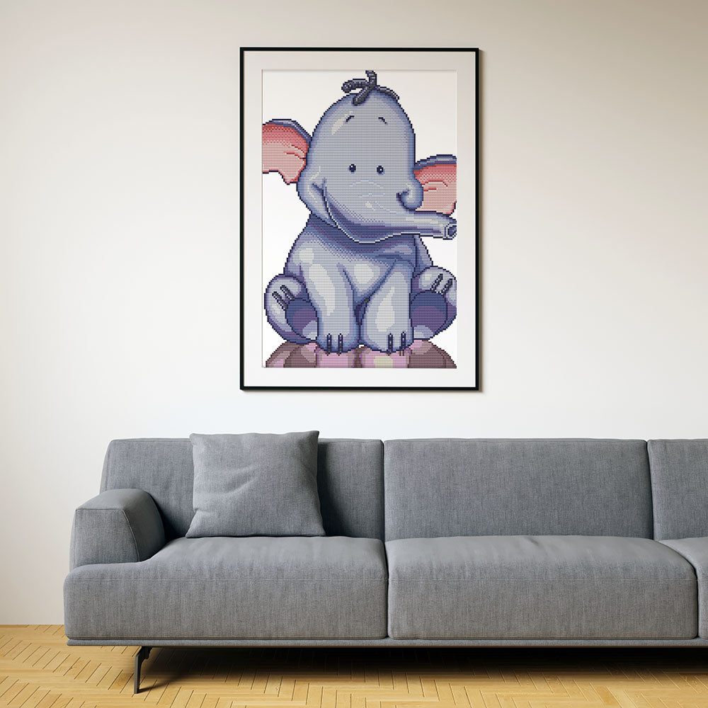 Kreuzstich -  süßer Elefant | 30x40 cm - Diy - Fadenkunst