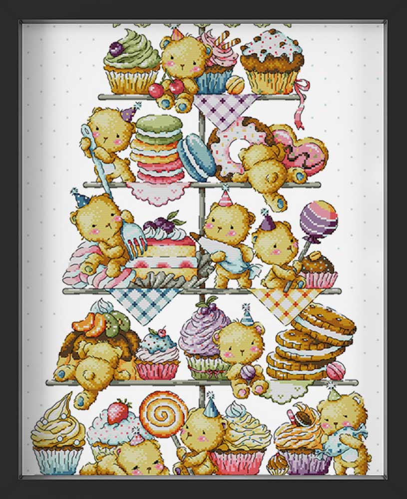 Kreuzstich -  Kuchen und Muffins | 40x70 cm - Diy - Fadenkunst
