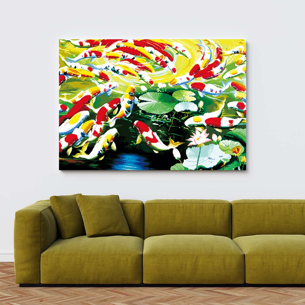 Kreuzstich -  wunderschöne bunte Koi Fische | 135x75 cm - Diy - Fadenkunst