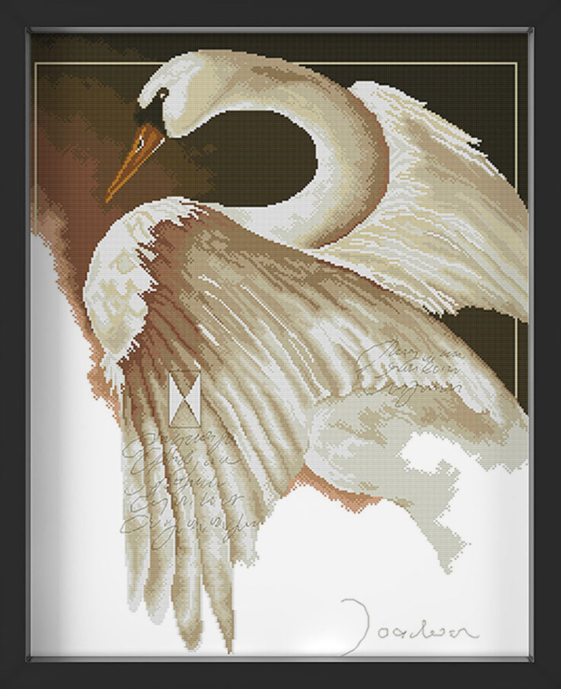 Kreuzstich - Weißer Schwan | 55x60 cm - Diy - Fadenkunst