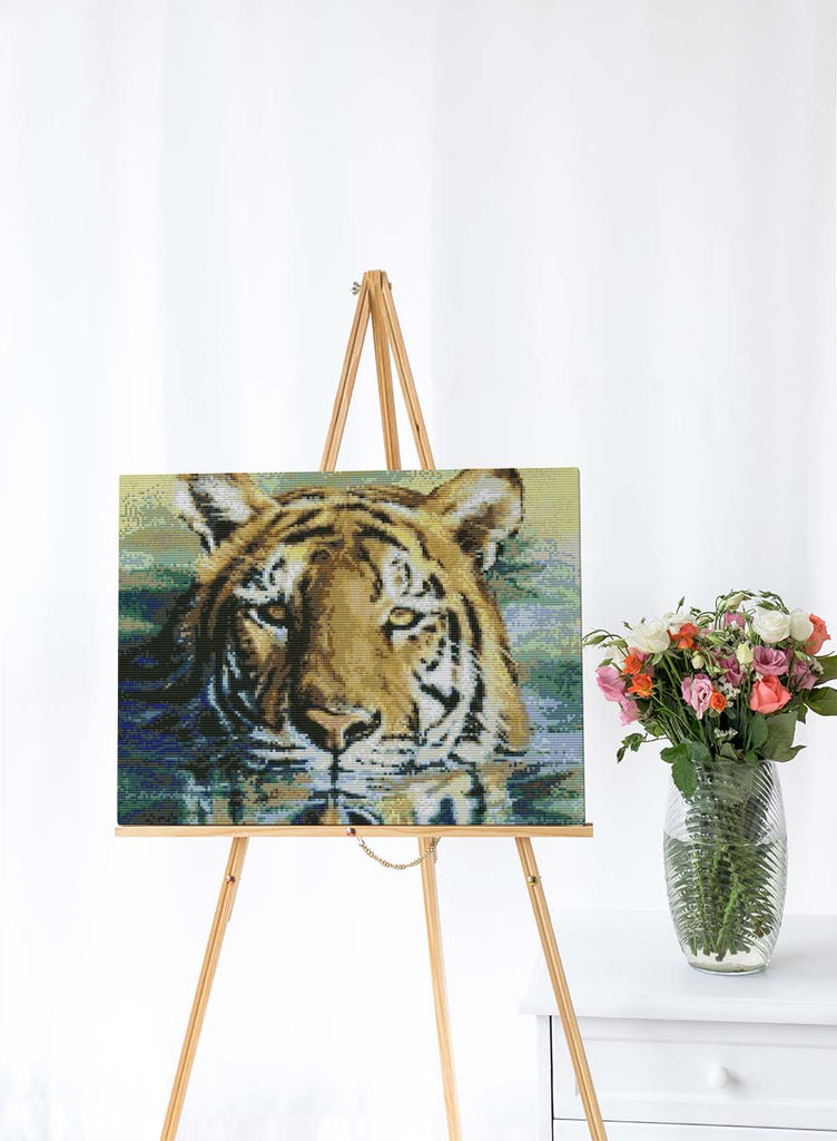 Kreuzstich - Tiger im Sumpf | 45x40 cm - Diy - Fadenkunst