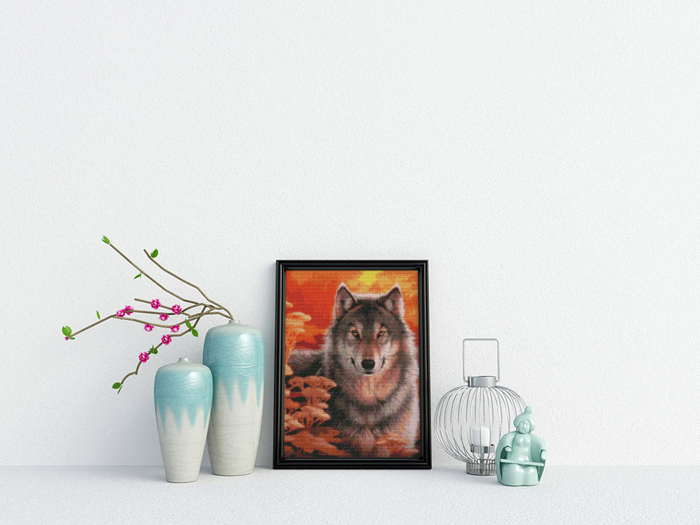 Kreuzstich - Böser Wolf | 45x50 cm - Diy - Fadenkunst