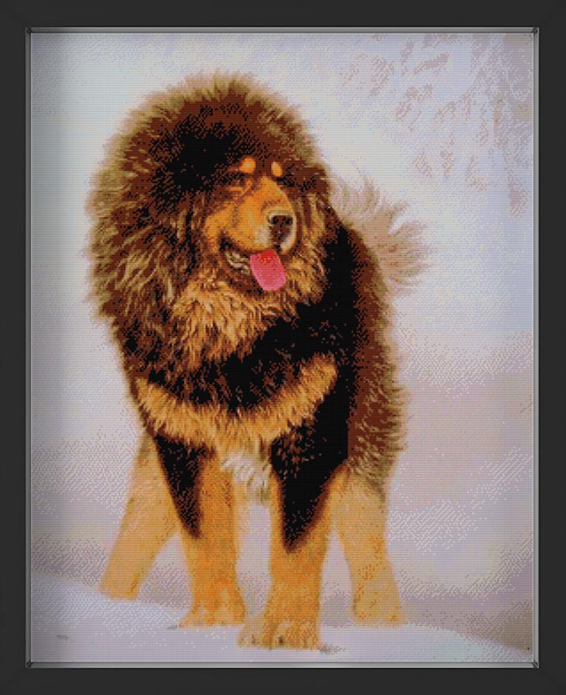 Kreuzstich - Schneehund | 60x80 cm - Diy - Fadenkunst