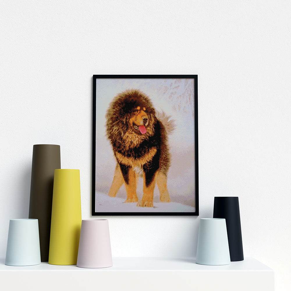 Kreuzstich - Schneehund | 60x80 cm - Diy - Fadenkunst