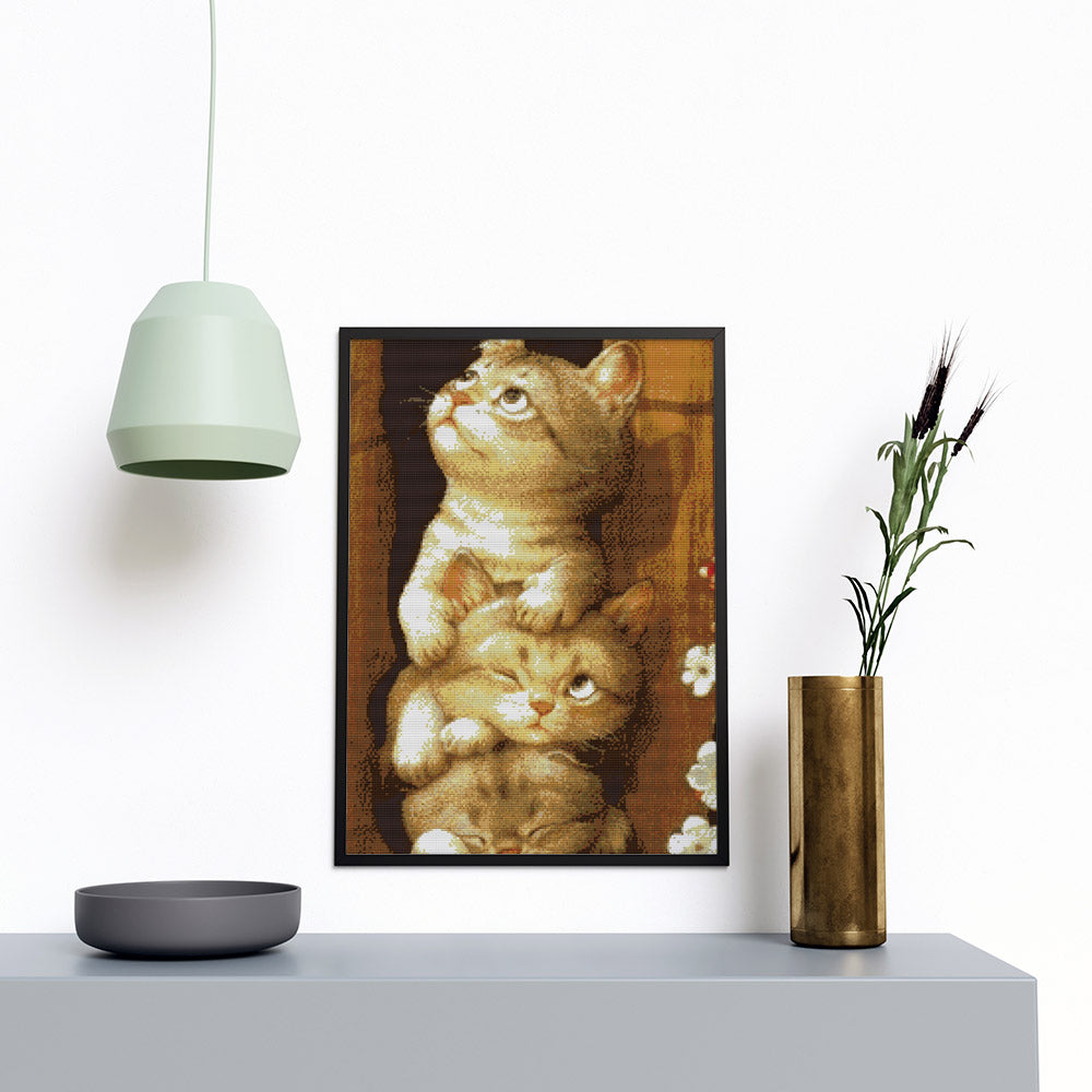 Kreuzstich - Zwei Katzenkinder | 55x55 cm - Diy - Fadenkunst