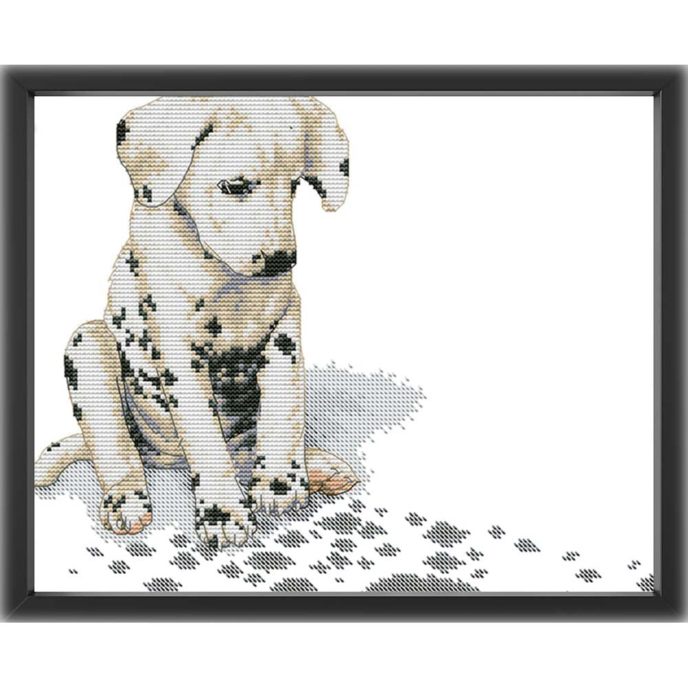 Kreuzstich - Dalmatiner alleine | 35x30 cm - Diy - Fadenkunst